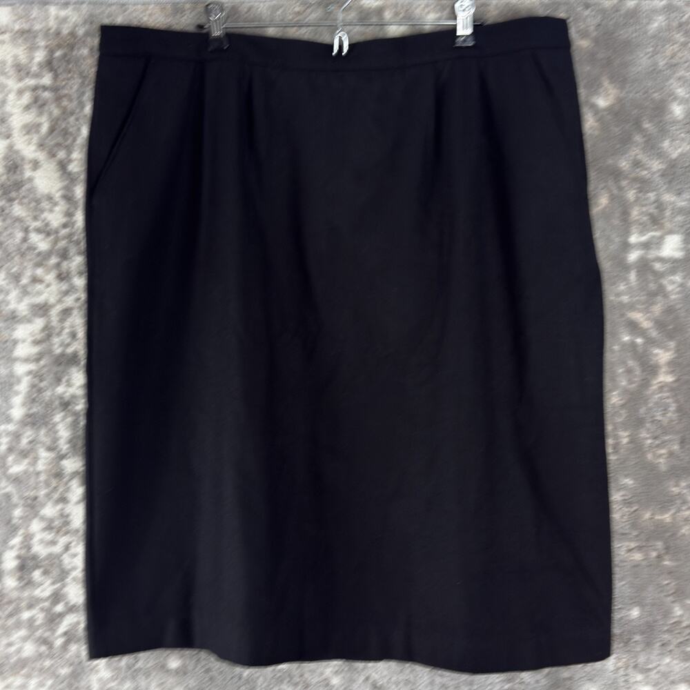 Mark Reed Plus Size 20W Wool Blend Career Midi Straight Skirt Black Lined